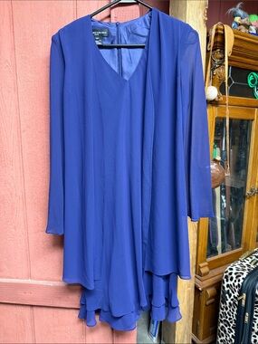 Jones New York Royal Blue Layered Chiffon Dress